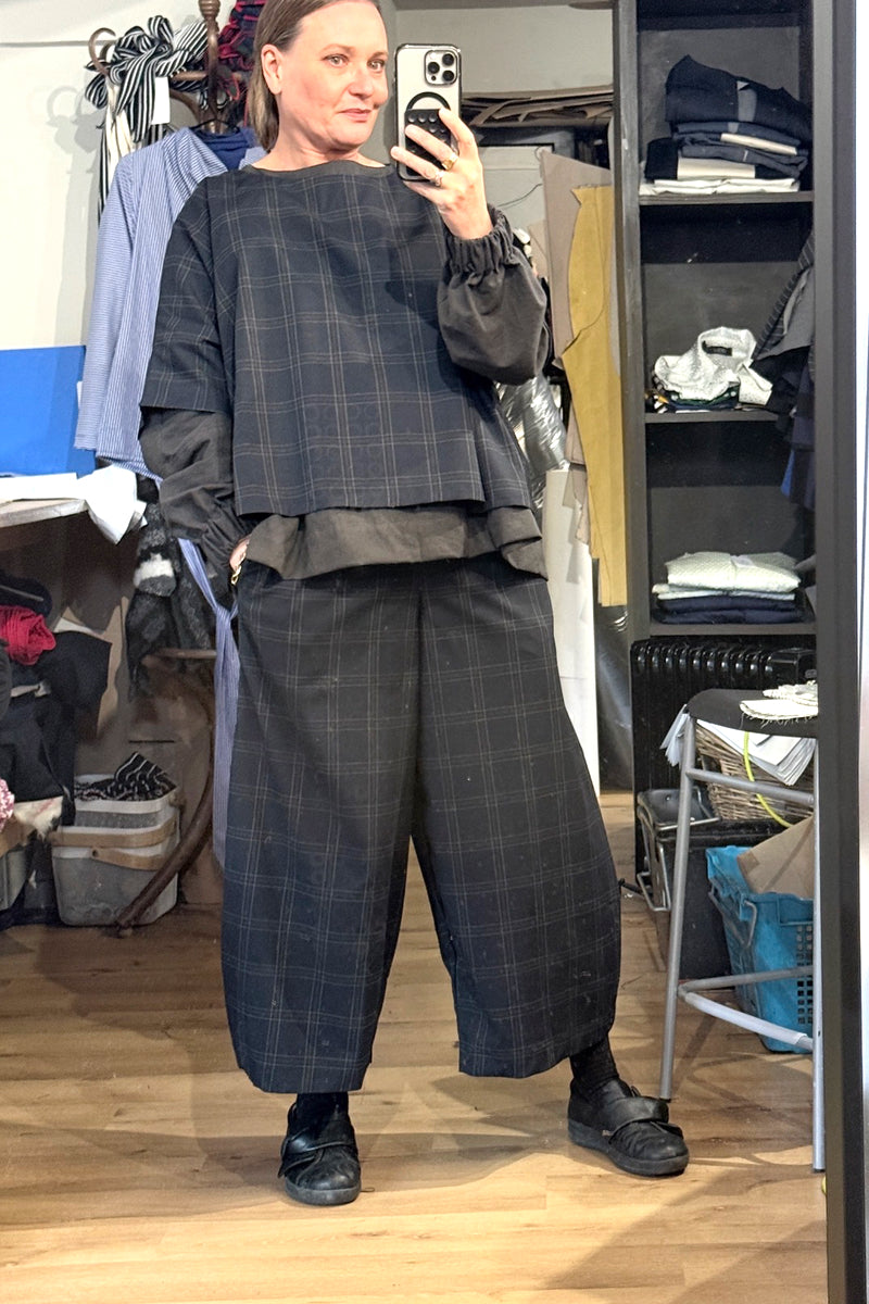 Balloon - Navy Grey Check Trousers
