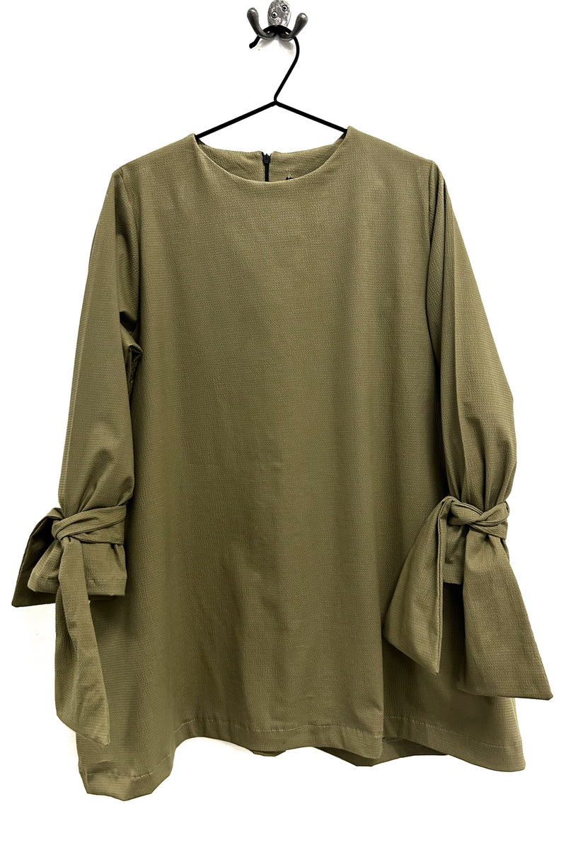 Totes tunic - Olive With Cuff Bows
