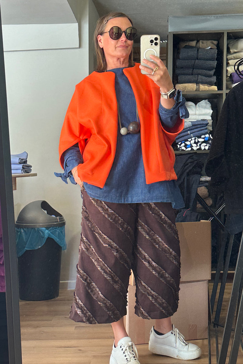 Kimono - Tangerine Orange Cashmere Box Jacket.