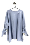 Totes tunic - Powder Blue With Cuff Bows