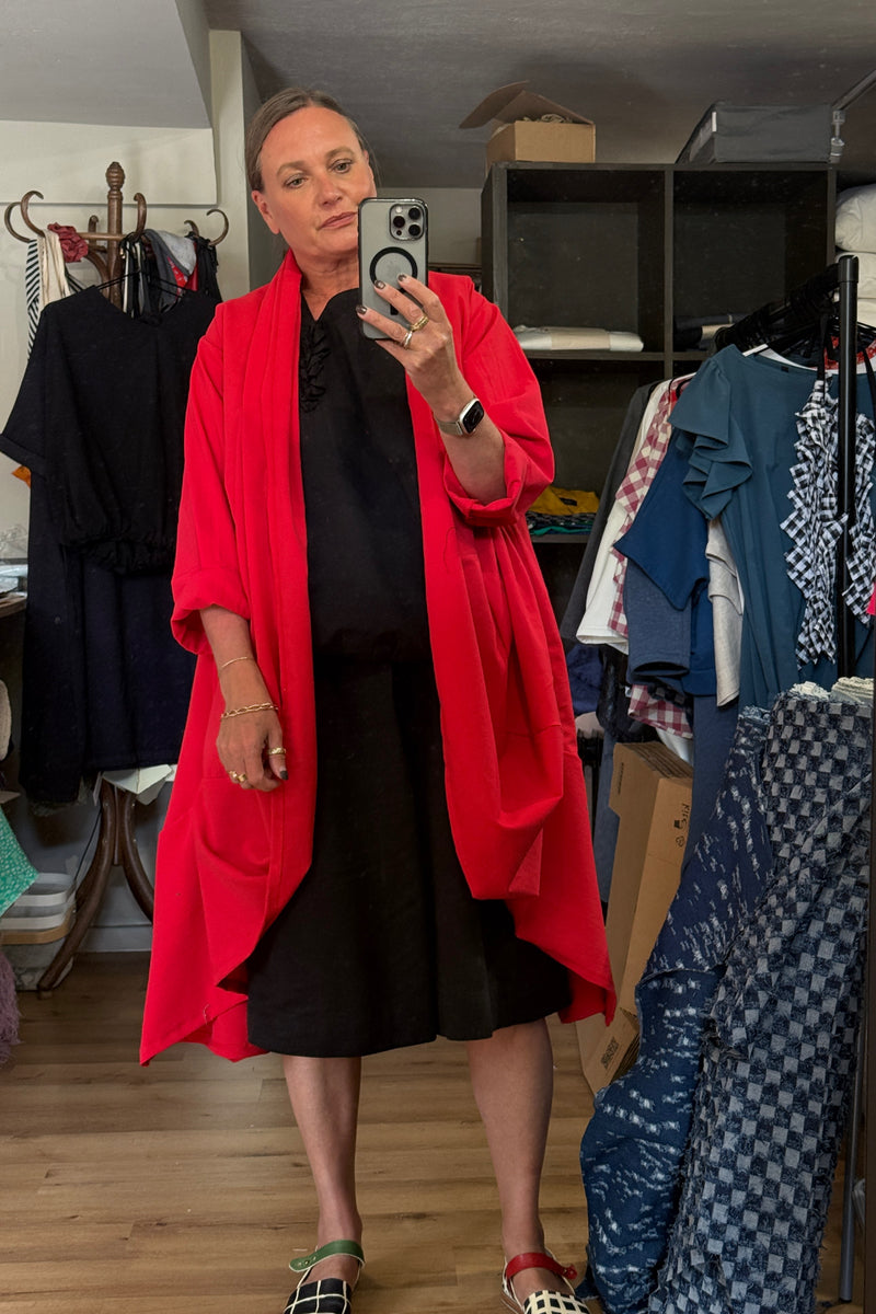 red drape jacket by rew clothing