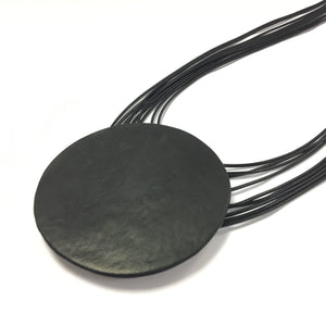 Orla - Long Leather Disc Necklace