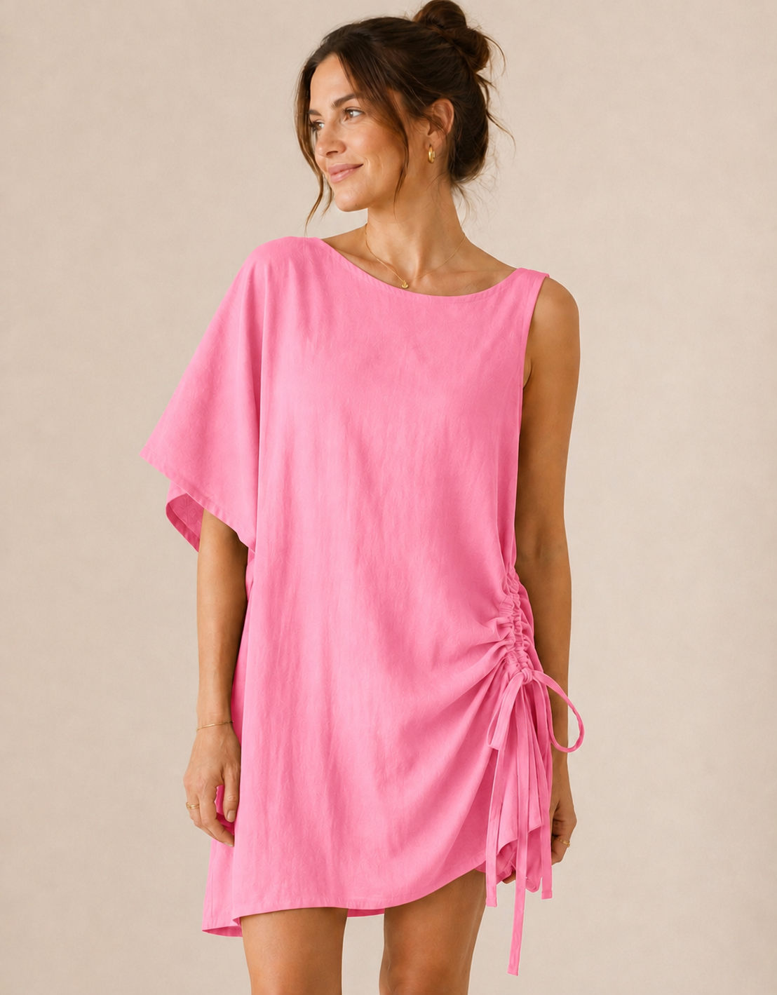 Sootè Top - Cotton Asymmetric Draw String Side
