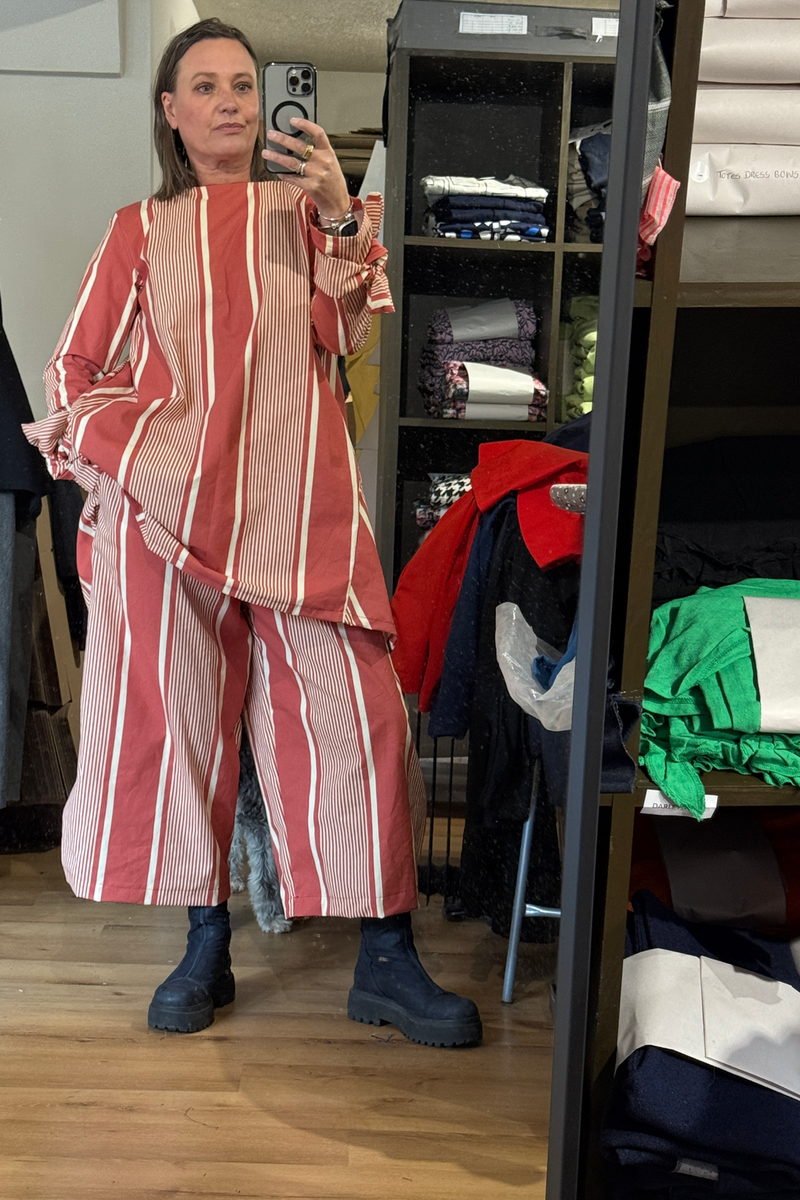 Balloon - Bold Striped Terracotta  Trousers