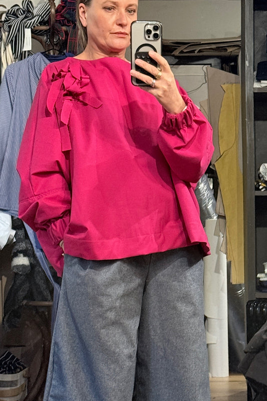 Sooper Cerise Big Hem Shirt Top