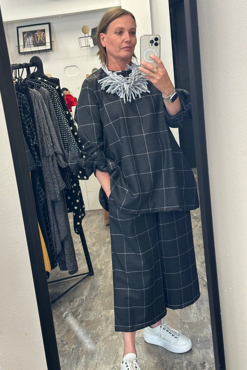 Totes Tunic - Grey Checked Fit & Flare Tunic