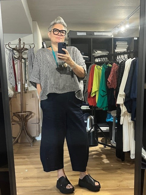 Duds Top - Linen Black/Beige Gingham