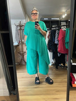 Polly Top - Green Linen Mix