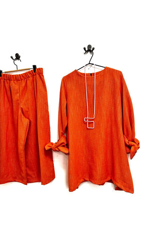 Totes Tunic - Orange Loose Weave Cotton Canvas