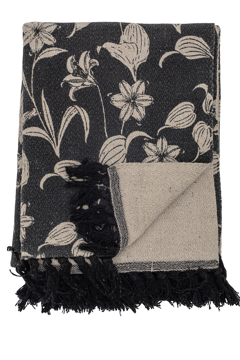 Throw Blanket - Manny Black Floral Recycled Cotton