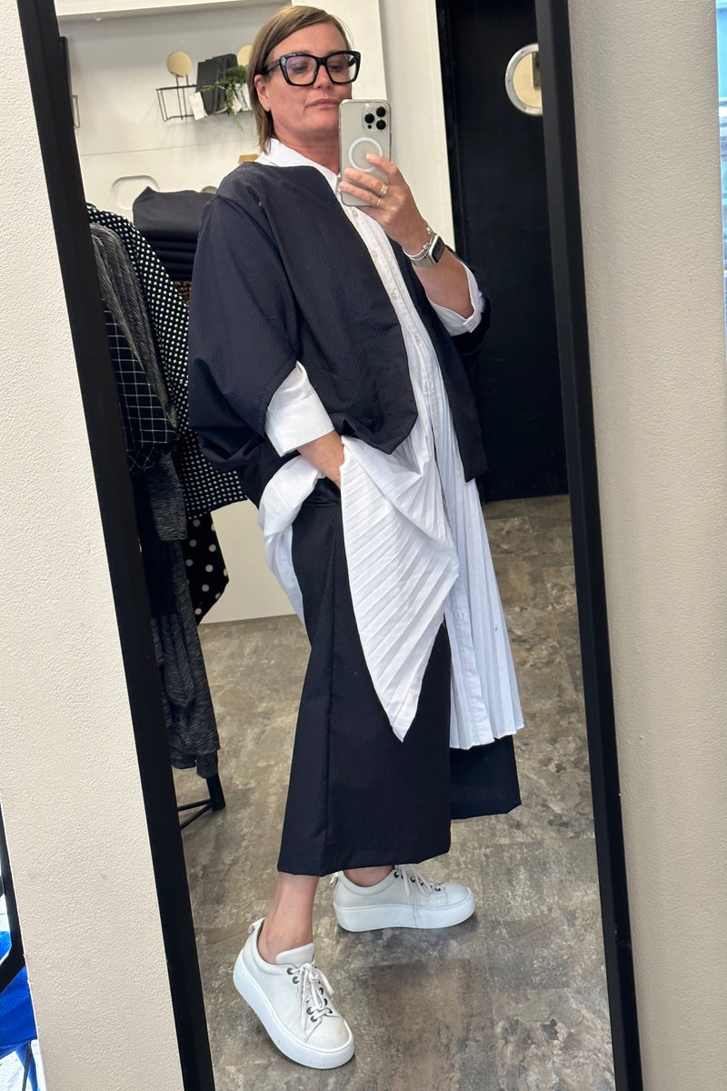 Kimono - Aubergine Navy and Black Cotton Wool Mix