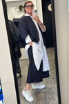Kimono - Aubergine Navy and Black Cotton Wool Mix