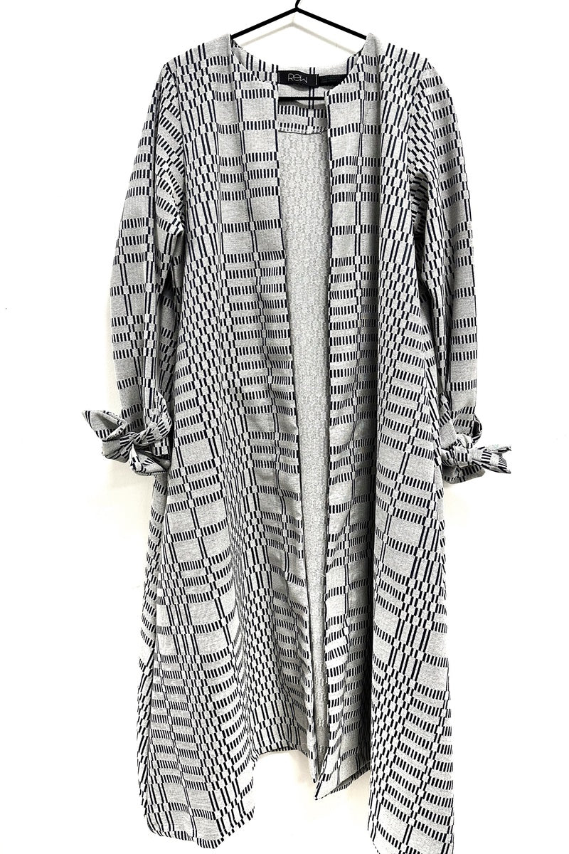 Duster Coat - Navy and Biscuit Aztec Pattern