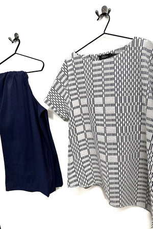 Polly Aztec  Navy and Biscuit weave