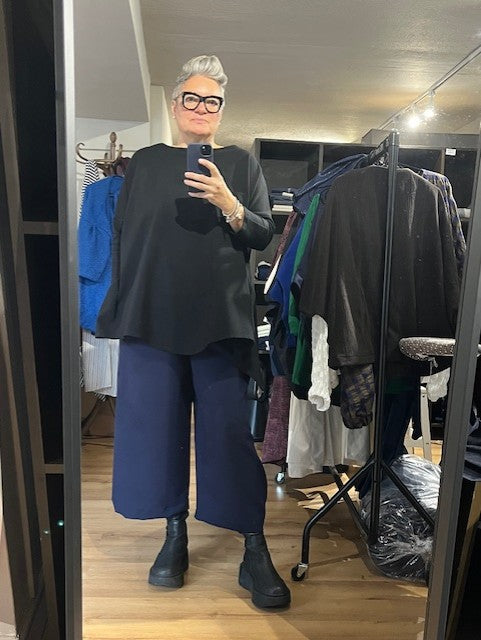 Balloon Trousers - Navy Crepe