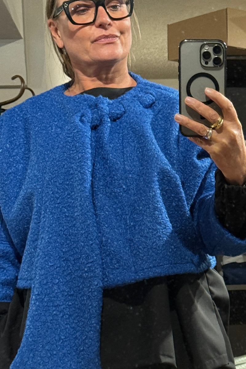 Baya Jacket with Scarf - Blue Boucle