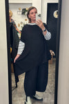 Polly - Black Fine Textured Asymmetrical Top