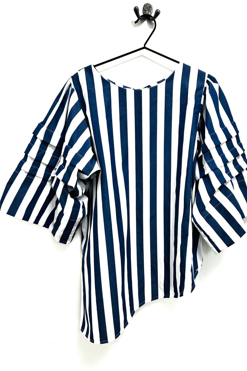 Rach Asymmetric - Blue & White Striped Shirt