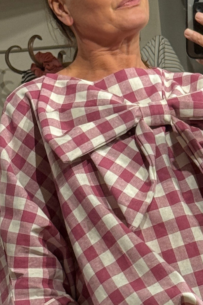 bow gingham shirt women christmas jumper