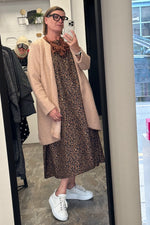 Zana -Cotton Brown Leopard Long Dress