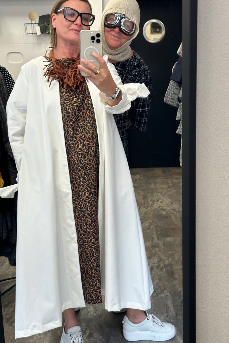 Zana -Cotton Brown Leopard Long Dress