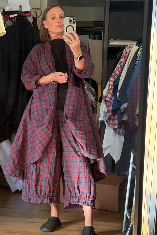 Puff Jacket - Checked Wine + Navy