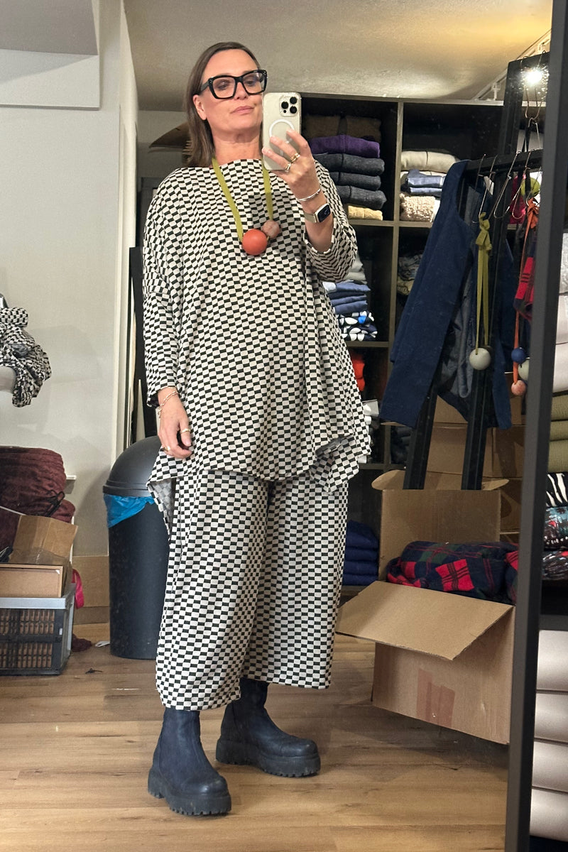 Balloon -  Jersey Chequer Loose Fit Trousers