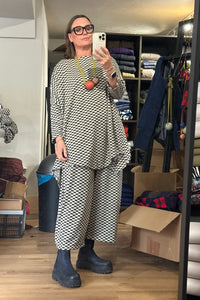 Balloon -  Jersey Chequer Loose Fit Trousers