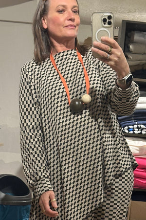 Alty. - Giant Ball Necklace - Teal Strap Natural +Brown Ball