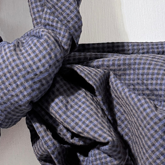 Dam - Aubergine + Navy Fine Gingham Scarf