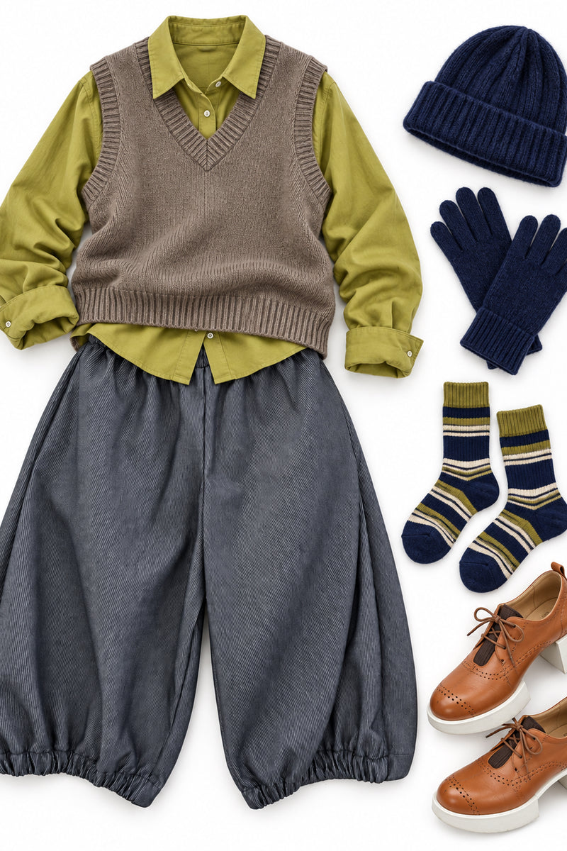 Twist Denim Stripe - Loose Fit Trousers