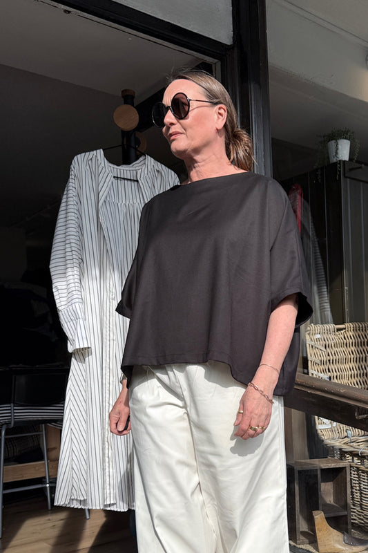 Duds Boxy Top - Black Wool Mix