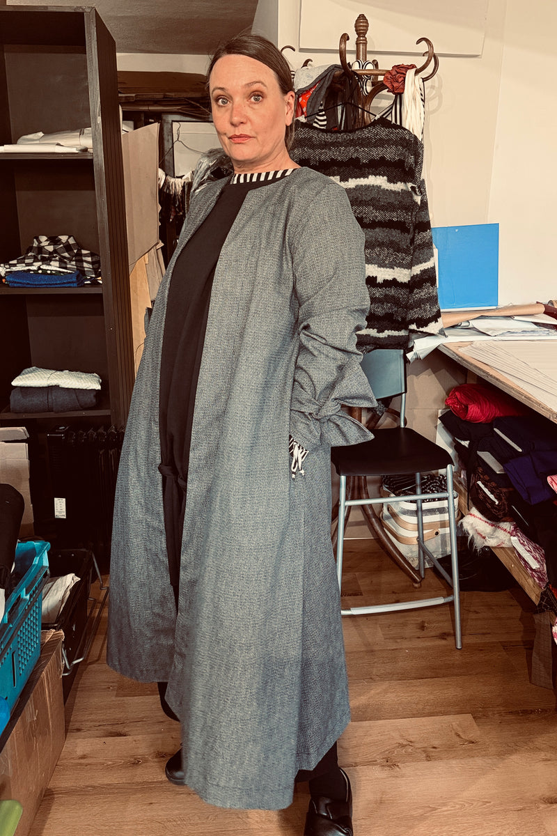 Duster Coat - Navy Fleck