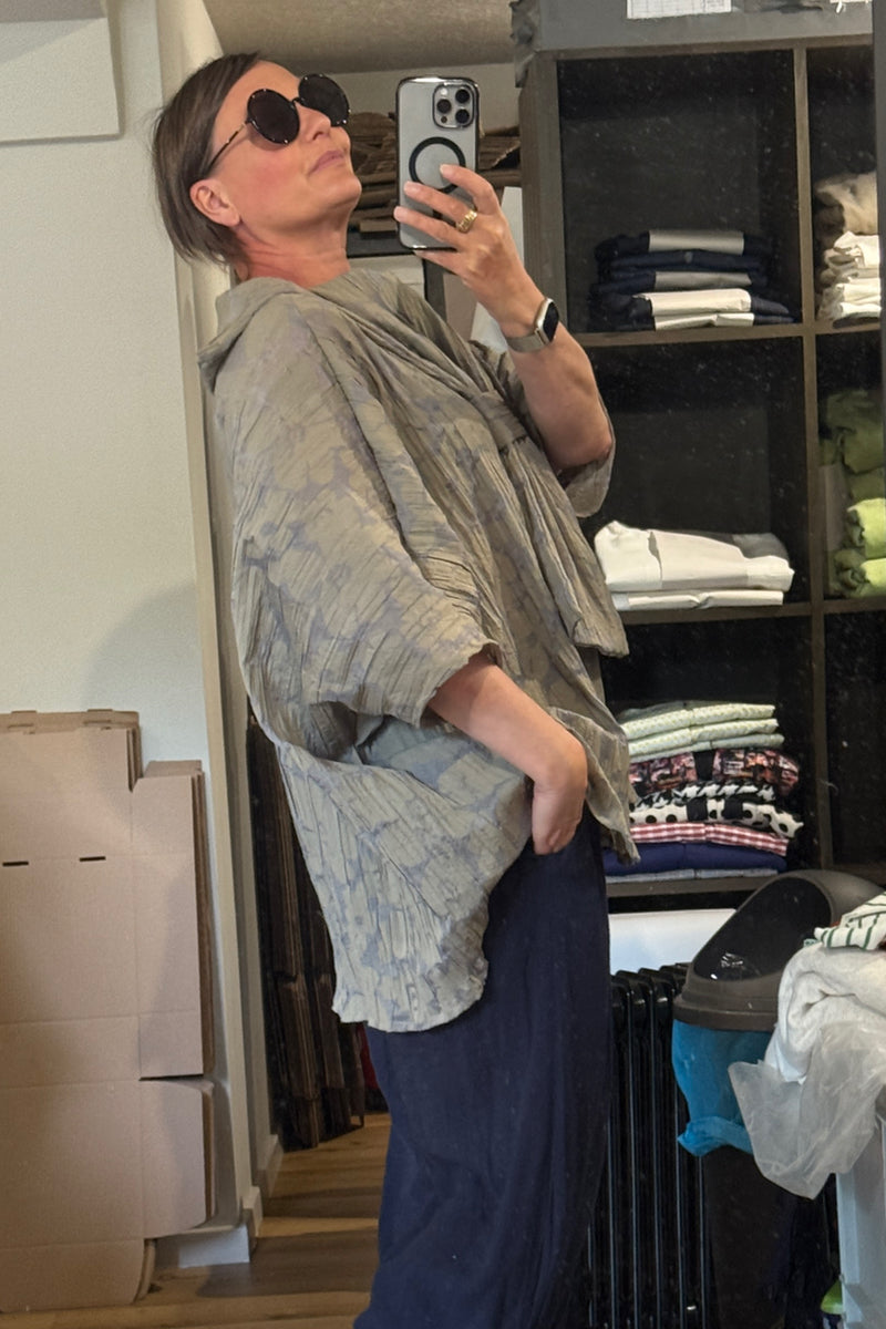 DYL- Floral Crinkle Overlay Stone/Olive