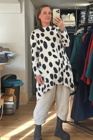 Drape Back Dress - Frisian Jersey Cream + Navy