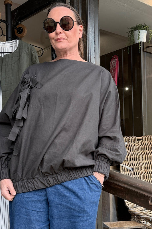 Sooper Puff - Charcoal Grey Shirt Top