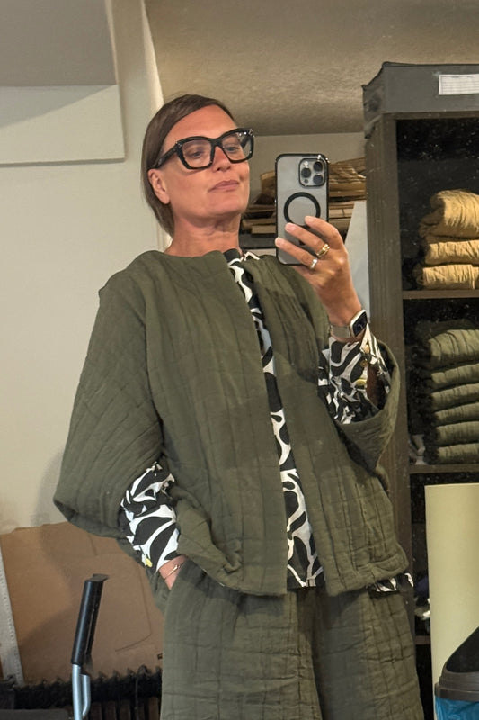 Kimono Quilted Jacket - Khaki