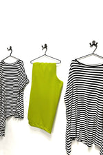 Polly Asymmetric T shirt - Black and White Stripes