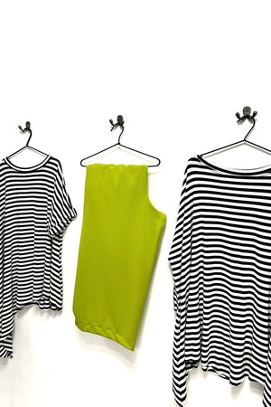 Polly Asymmetric T shirt - Black and White Stripes