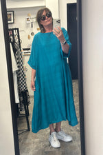 Zana Longer Length  - Peacock Textured Grid