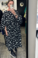 Mooky Dress - Black + White Cotton Popplin Dots