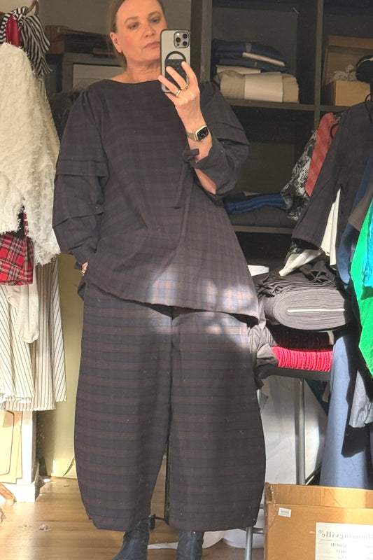 Balloons - Navy Brown Check Trousers