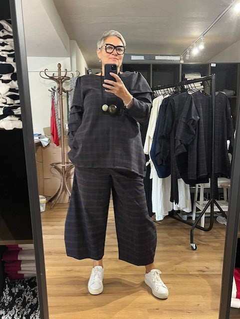 Rach Shirt - Navy Brown Check