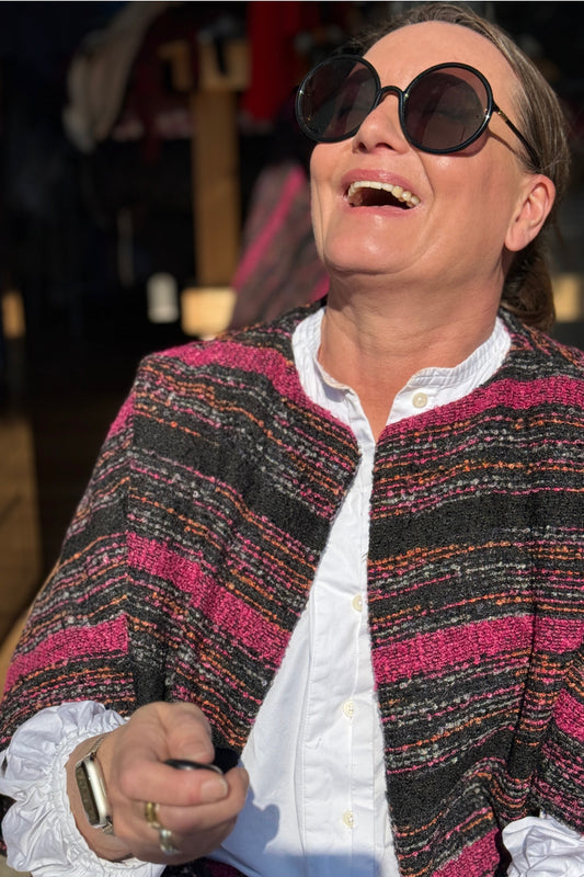 Kimono - Pink Striped Boucle