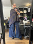 Polly Top - Cotton Blue/Brown Check