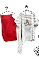 Polly - Grey white  Striped T shirt