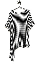 Polly Asymmetric T shirt - Black and White Stripes