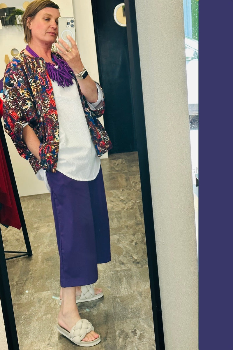 Sweeper - Purple Cotton Crop Trousers