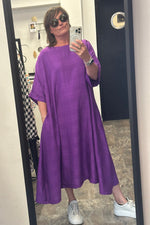 Zana Longer Length  -Magenta Textured Grid