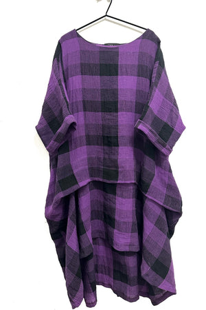 Zana - Longer Length Purple Check Dress